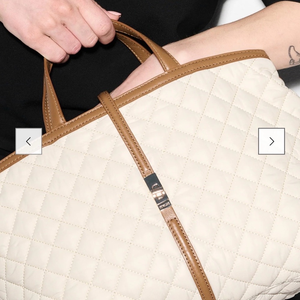 MZ Wallace Quilted Sandshell Tote with Brown Trim - Picture 5 of 10